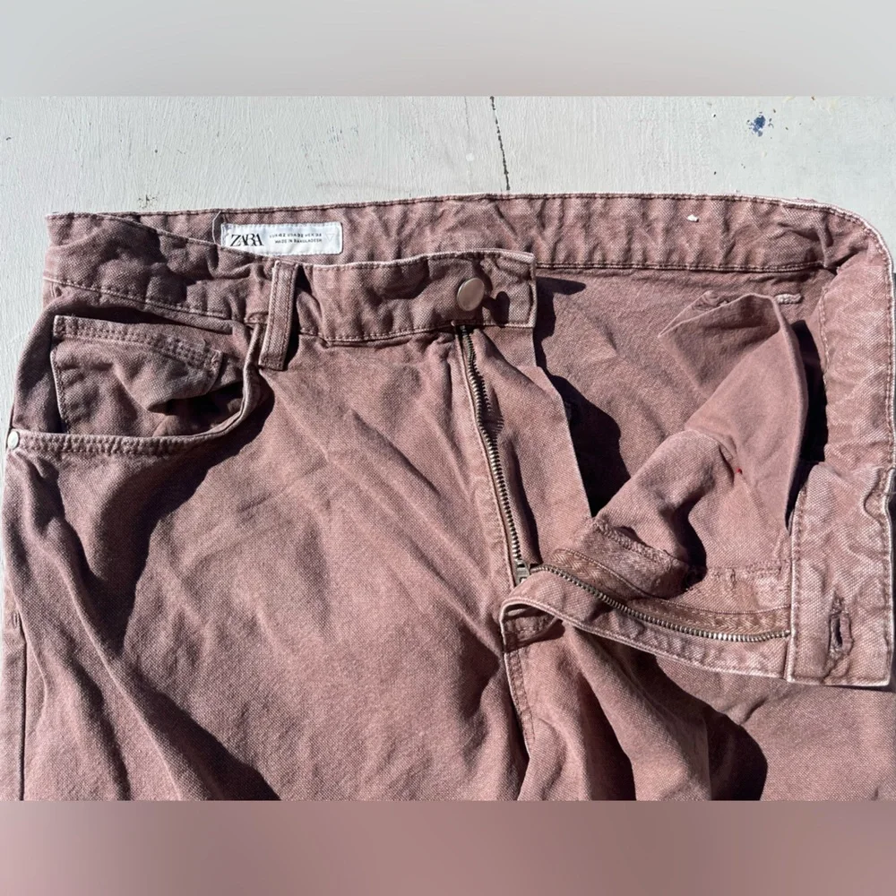 Men's Zara Pants‎ Beige Solid 32 Workwear Skate Double Knee Modern Grunge City
